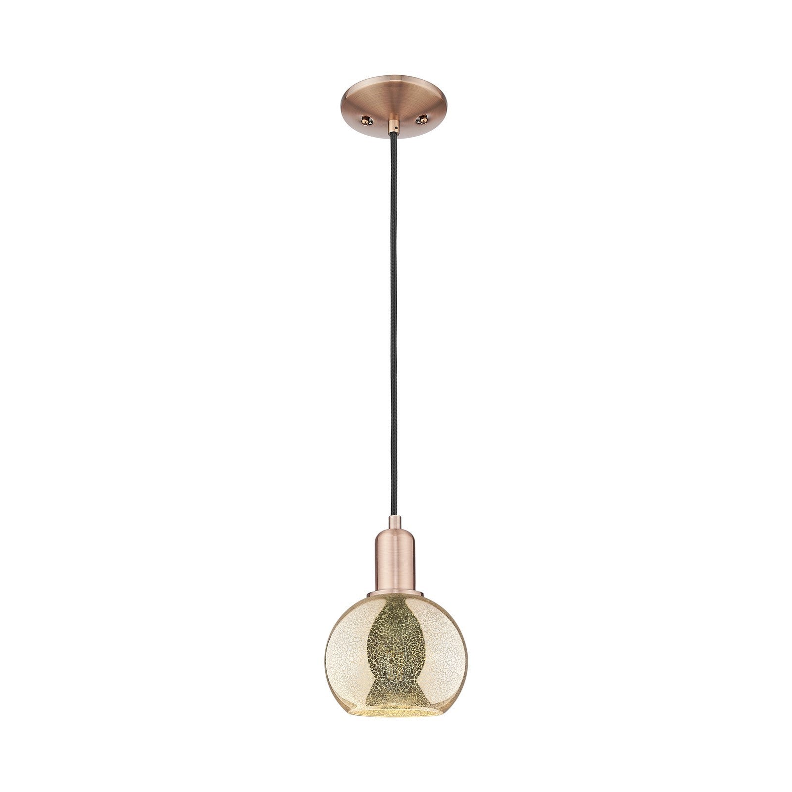 Innovations Athens 6in 1-Light Mini Pendant | Industrial Antique Copper Steel and Mercury Glass | Kitchen Island & Dining Room | Model 716-1P-AC-G128-6