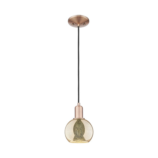 Innovations Athens 6in 1-Light Mini Pendant | Industrial Antique Copper Steel and Mercury Glass | Kitchen Island & Dining Room | Model 716-1P-AC-G128-6