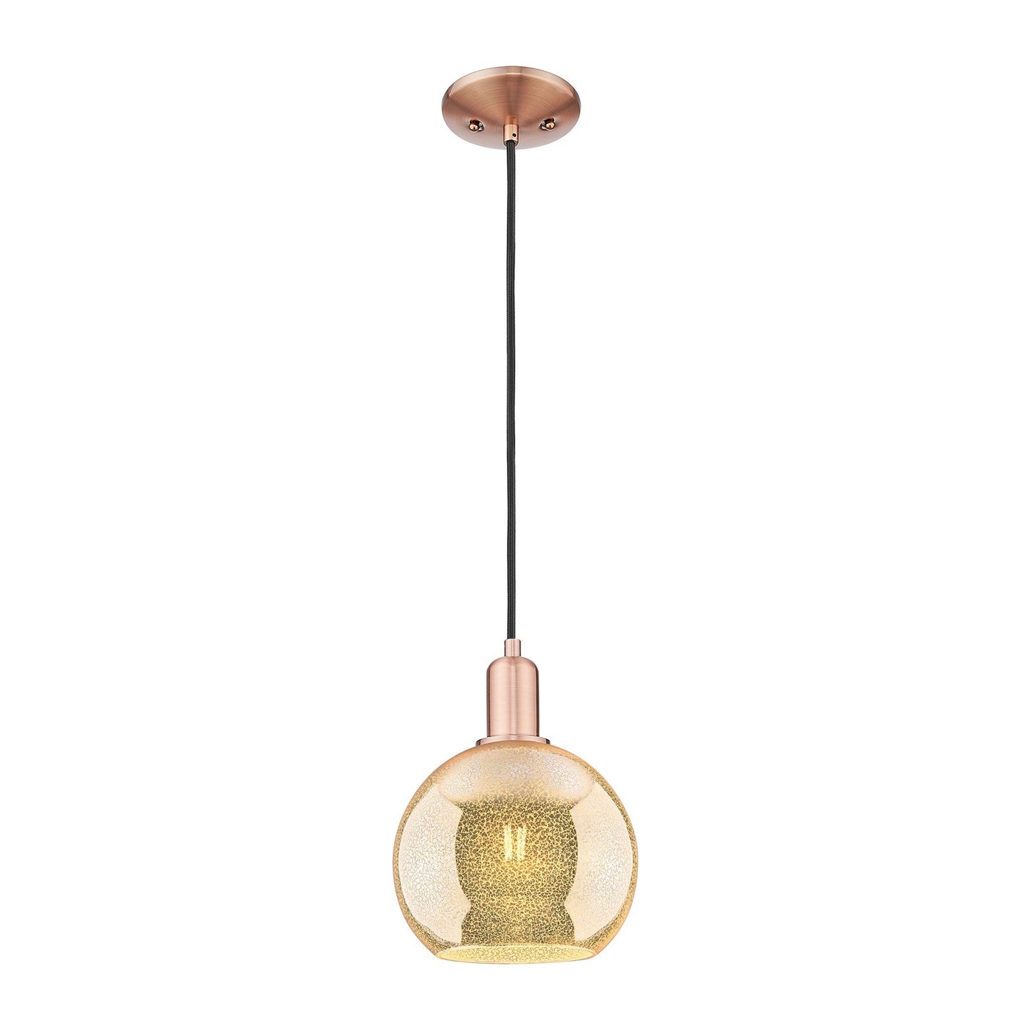 Innovations Athens 8in 1-Light Mini Pendant | Industrial Antique Copper and Mercury Glass | Kitchen Island & Dining Room | 8 x 8 | Model 716-1P-AC-G128-8