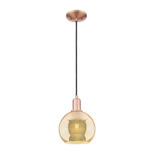 Innovations Athens 8in 1-Light Mini Pendant | Industrial Antique Copper and Mercury Glass | Kitchen Island & Dining Room | 8 x 8 | Model 716-1P-AC-G128-8