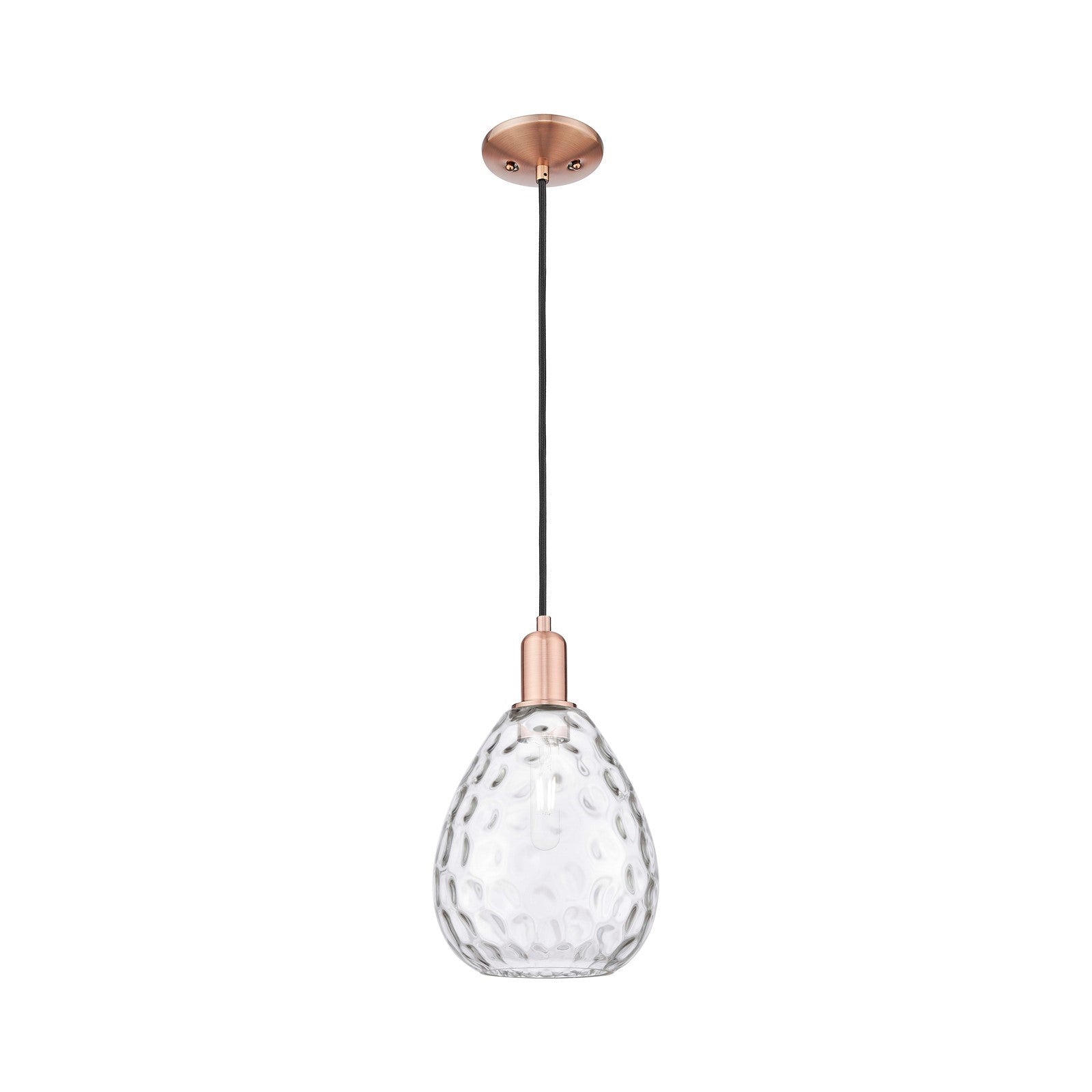 Innovations Waverly 8in 1-Light Mini Pendant | Industrial Antique Copper Steel and Clear Glass | Kitchen Island & Dining Room | 8 x | Model 716-1P-AC-G372