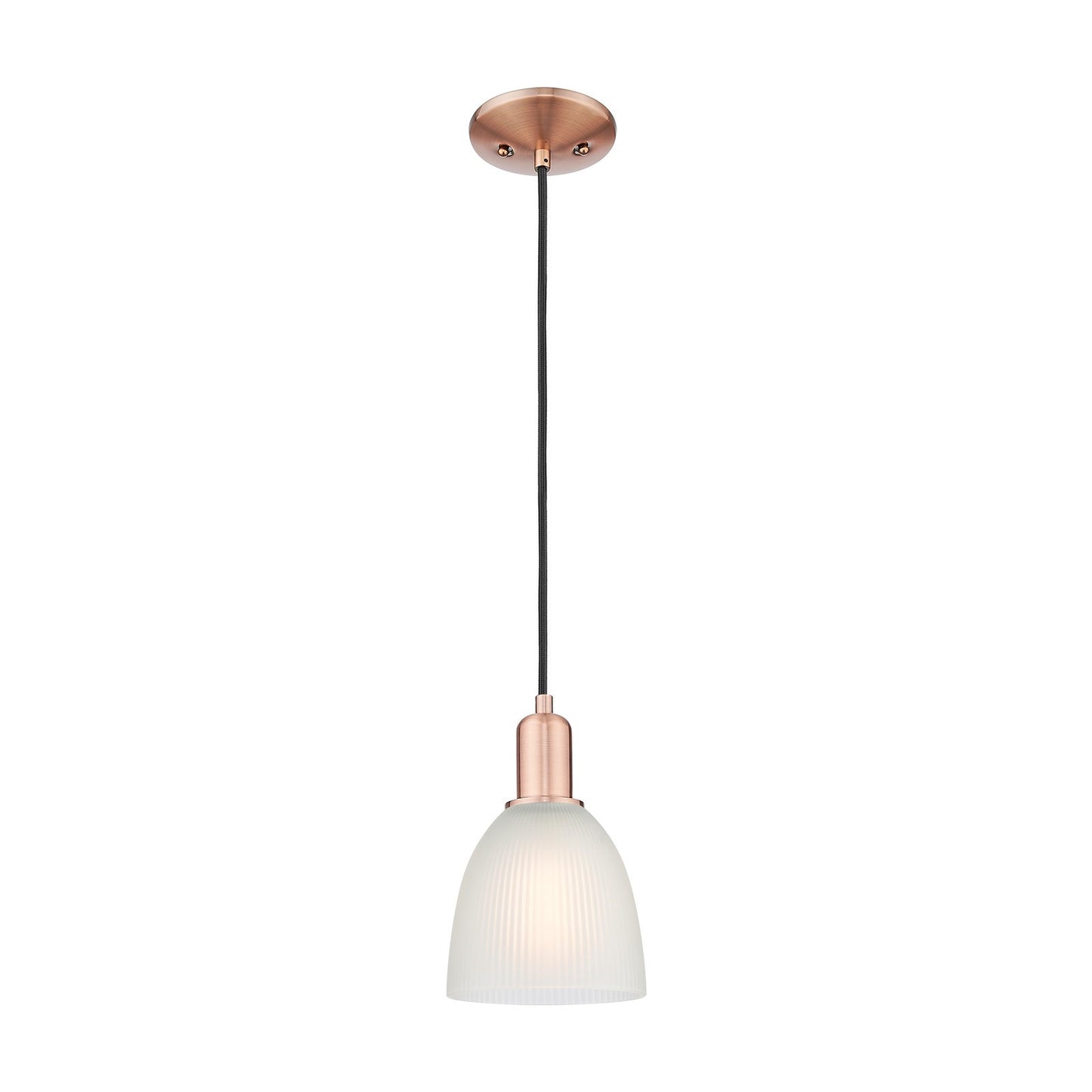 Innovations Castile 6in 1-Light Mini Pendant | Industrial Antique Copper and White Glass | Kitchen Island | 6 x 6 x 9.82 in | Model 716-1P-AC-G381