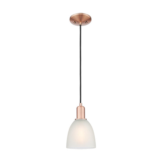 Innovations Castile 6in 1-Light Mini Pendant | Industrial Antique Copper and White Glass | Kitchen Island | 6 x 6 x 9.82 in | Model 716-1P-AC-G381