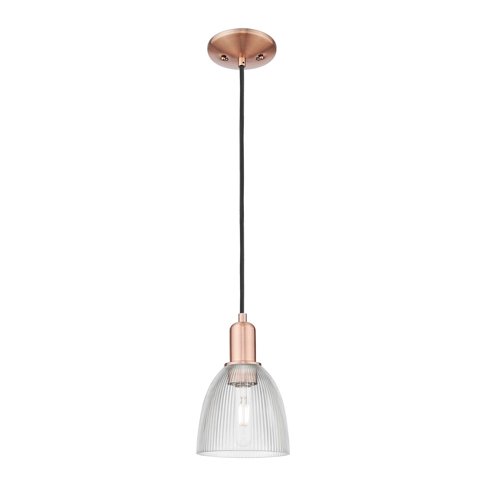 Innovations Castile 6in 1-Light Mini Pendant | Industrial Antique Copper Steel and Clear Glass | Kitchen Island & Dining Room | 6 x | Model 716-1P-AC-G382
