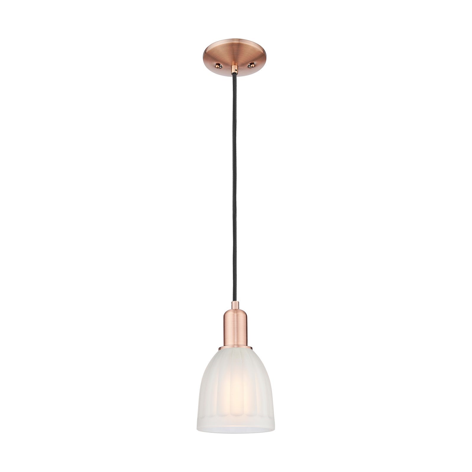 Innovations Brookfield 6in 1-Light Mini Pendant | Industrial Antique Copper and White Frosted Glass | Kitchen Island | 5.75 x 5.75 | Model 716-1P-AC-G441