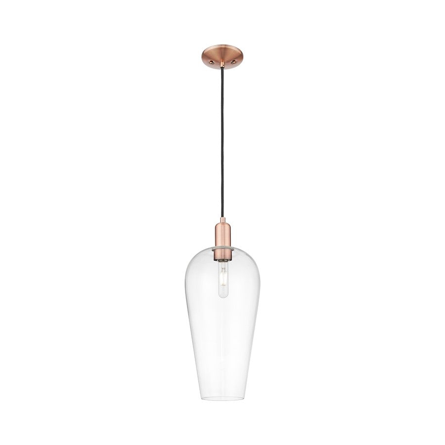 Innovations Chelsea 1Lt 8" Cord Mini Pendant, Copper/Clear - 716-1P-AC-G456-8CL