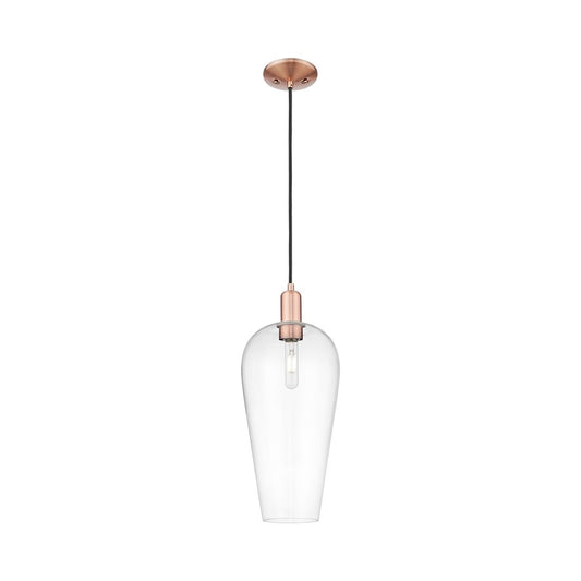 Innovations Chelsea 1Lt 8" Cord Mini Pendant, Copper/Clear - 716-1P-AC-G456-8CL