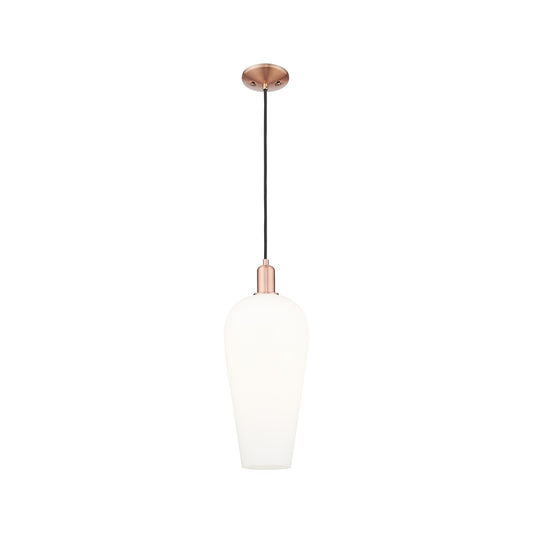 Innovations Chelsea 8in 1-Light Mini Pendant | Industrial Antique Copper and White Glass | Kitchen Island & Dining Room | 8 x 8 | Model 716-1P-AC-G456-8WH