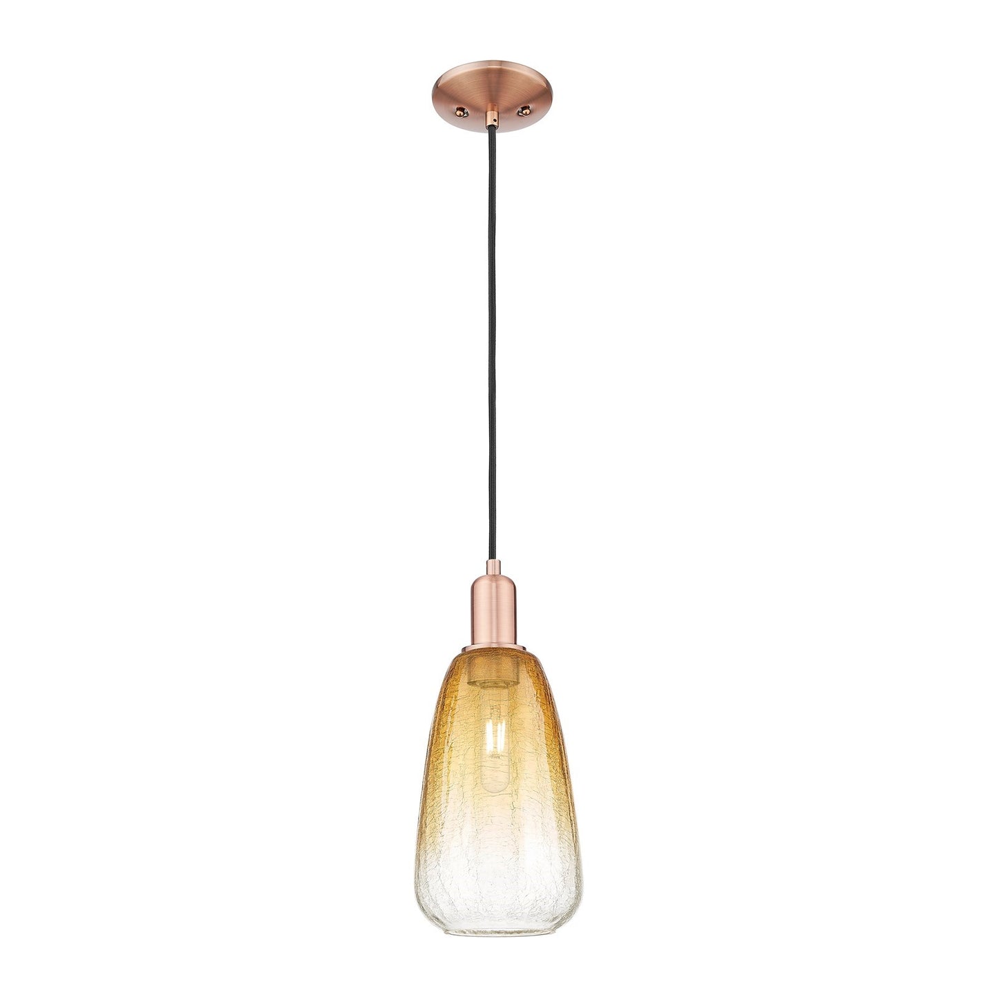 Innovations Brookhaven Almond 6in 1-Light Mini Pendant | Industrial Antique Copper and Amber Glass | Kitchen Island & Dining | Model 716-1P-AC-G480-6AM
