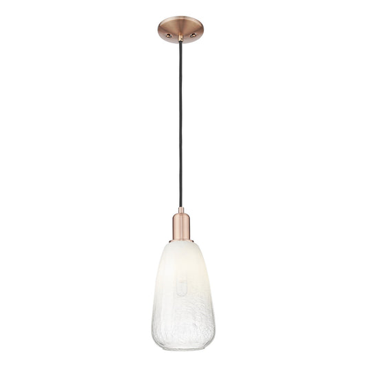 Innovations Brookhaven Almond 6in 1-Light Mini Pendant | Industrial Antique Copper Steel and Opal Glass | Kitchen Island & | Model 716-1P-AC-G480-6OP
