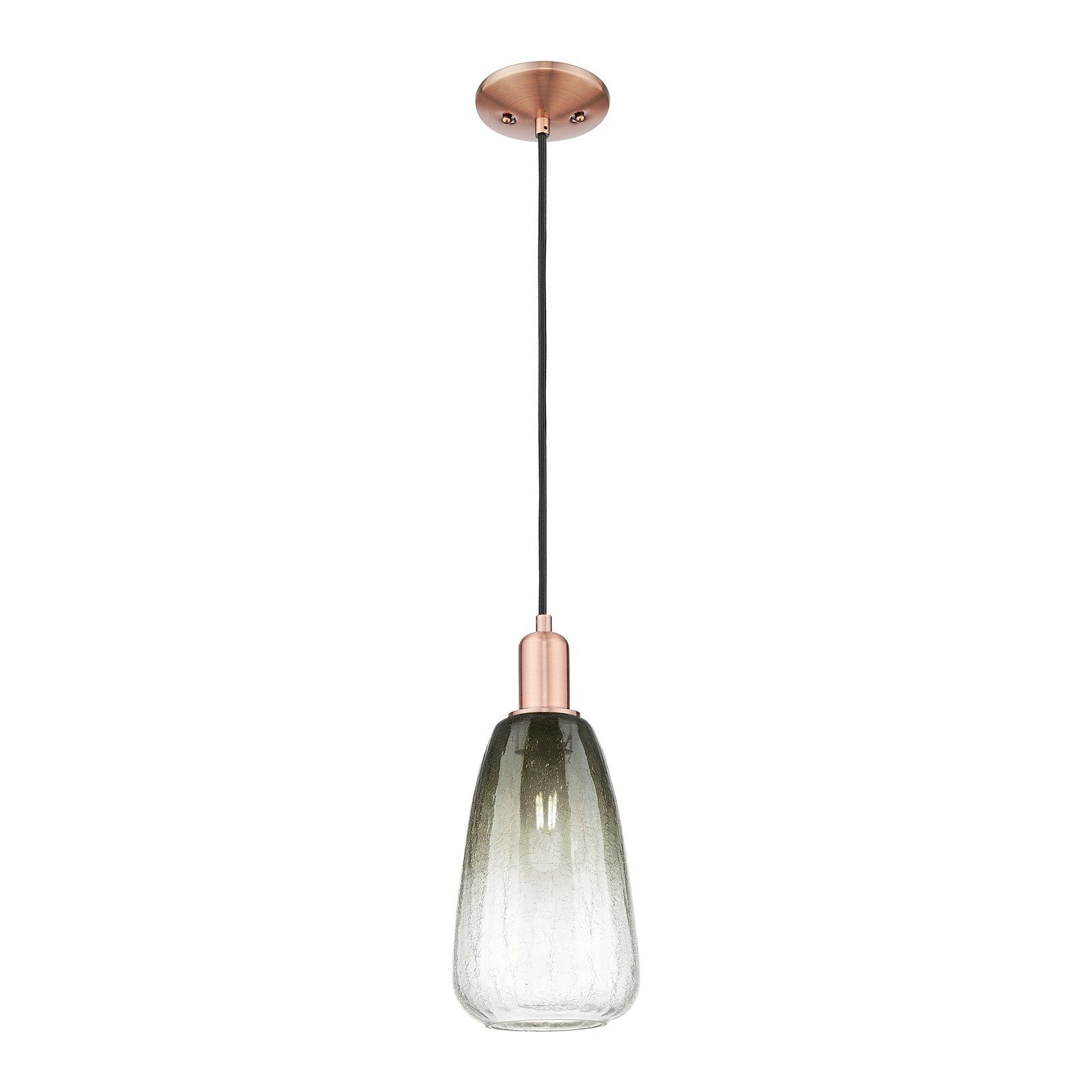 Innovations Brookhaven Almond 6in 1-Light Mini Pendant | Industrial Antique Copper Steel and Slate Glass | Kitchen Island & | Model 716-1P-AC-G480-6SL