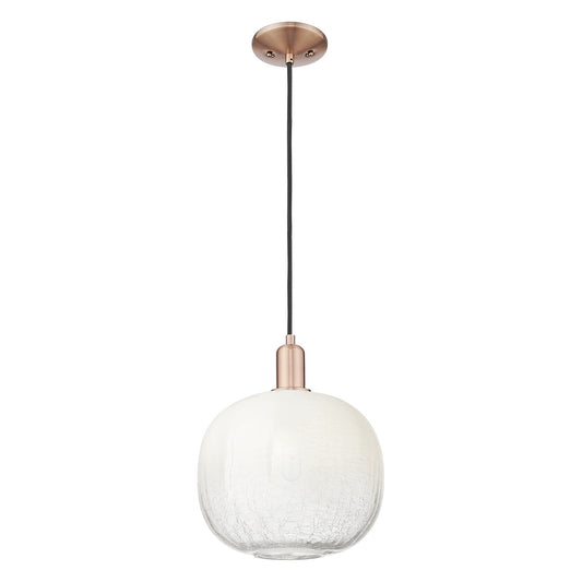 Innovations Brookhaven Sphere 10.5in 1-Light Mini Pendant | Industrial Antique Copper Steel and Opal Glass | Kitchen Island | Model 716-1P-AC-G481-10OP