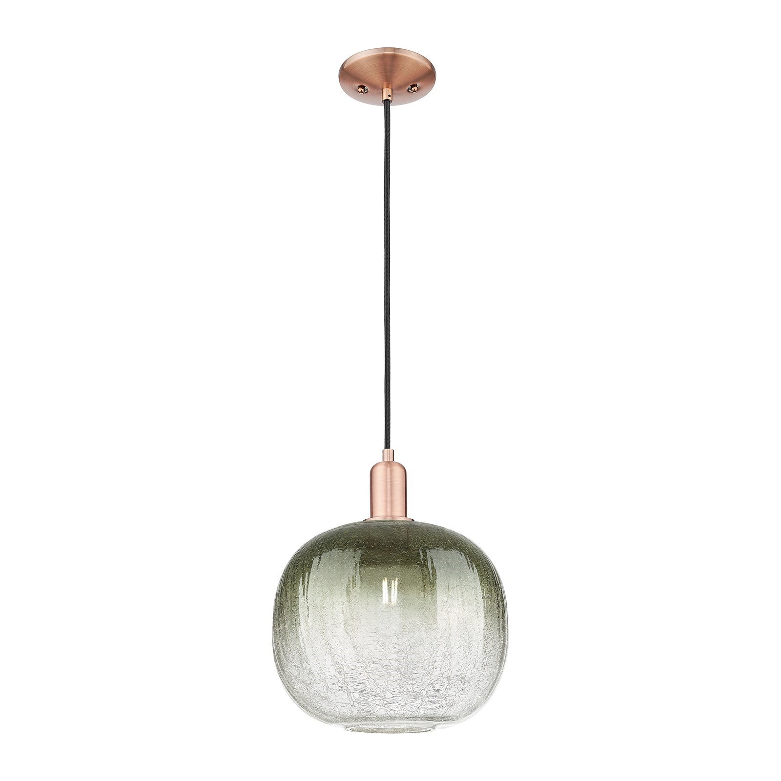 Innovations Brookhaven Sphere 10.5in 1-Light Mini Pendant | Industrial Antique Copper and Slate Glass | Kitchen Island | 10.5 | Model 716-1P-AC-G481-10SL