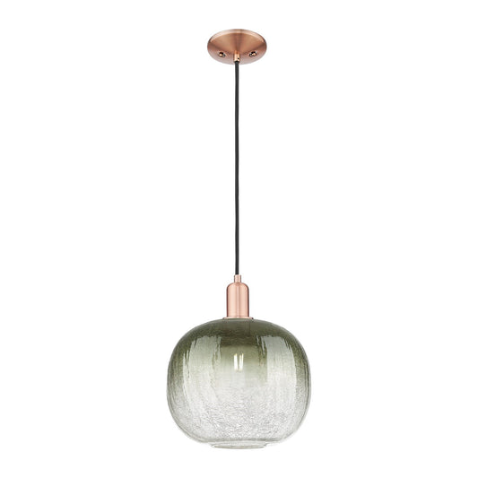 Innovations Brookhaven Sphere 10.5in 1-Light Mini Pendant | Industrial Antique Copper and Slate Glass | Kitchen Island | 10.5 | Model 716-1P-AC-G481-10SL
