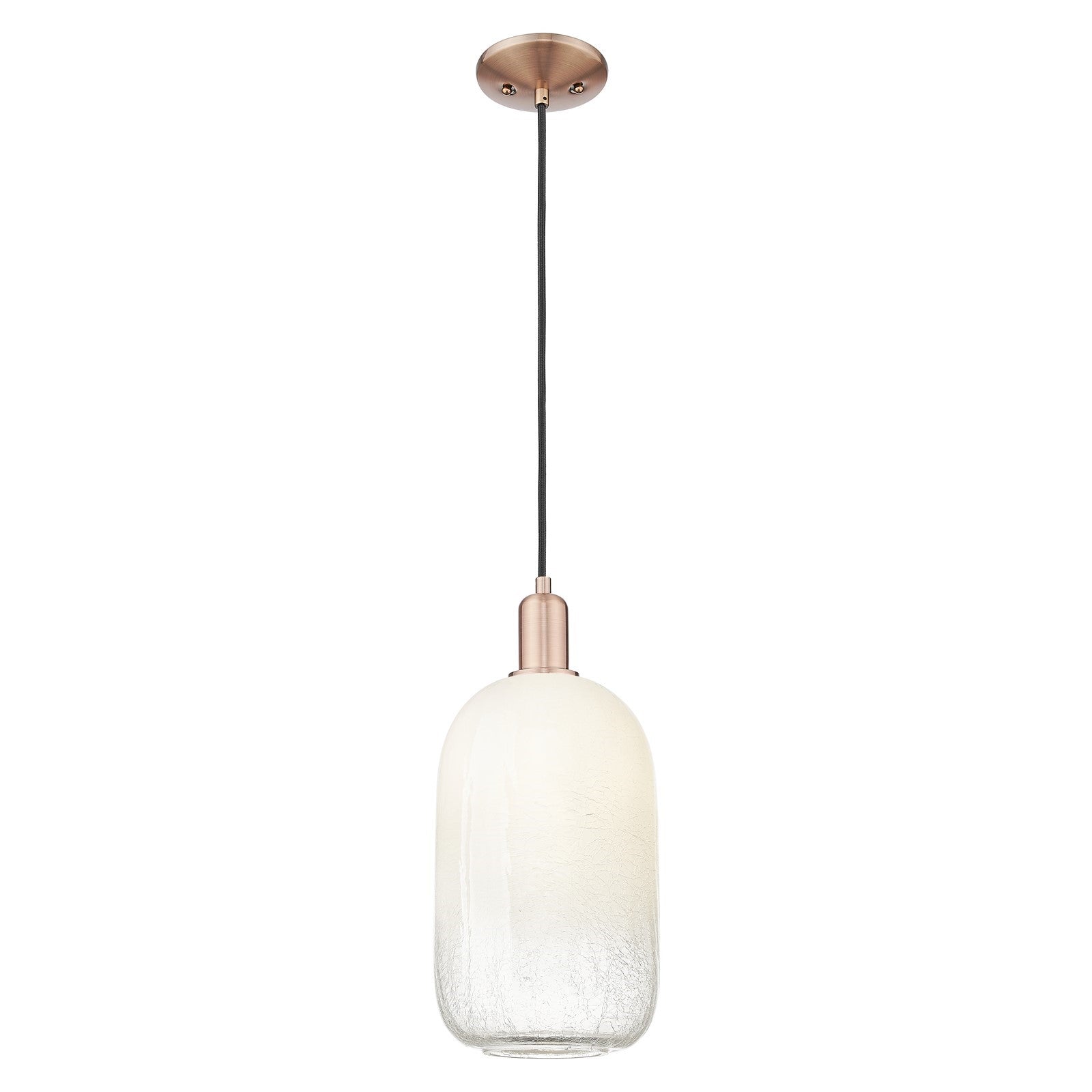 Innovations Brookhaven Cloche 7in 1-Light Mini Pendant | Industrial Antique Copper Steel and Opal Glass | Kitchen Island | 7 x | Model 716-1P-AC-G482-7OP
