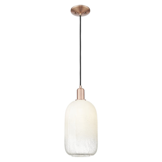 Innovations Brookhaven Cloche 7in 1-Light Mini Pendant | Industrial Antique Copper Steel and Opal Glass | Kitchen Island | 7 x | Model 716-1P-AC-G482-7OP