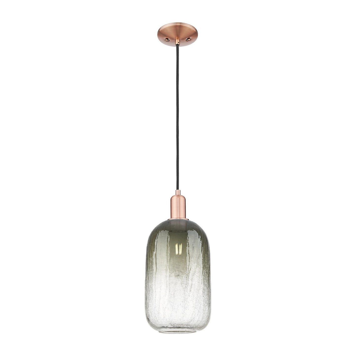 Innovations Brookhaven Cloche 7in 1-Light Mini Pendant | Industrial Antique Copper and Slate Glass | Kitchen Island & Dining | Model 716-1P-AC-G482-7SL