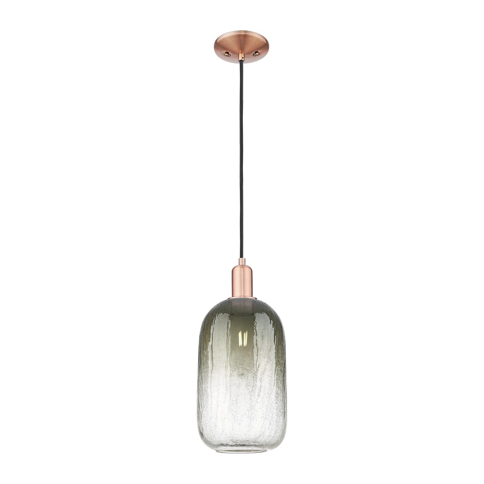 Innovations Brookhaven Cloche 7in 1-Light Mini Pendant | Industrial Antique Copper and Slate Glass | Kitchen Island & Dining | Model 716-1P-AC-G482-7SL