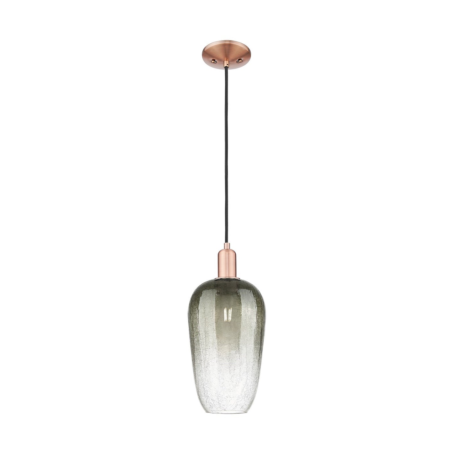 Innovations Brookhaven Flute 7in 1-Light Mini Pendant | Industrial Antique Copper Steel and Slate Glass | Kitchen Island & | Model 716-1P-AC-G484-7SL