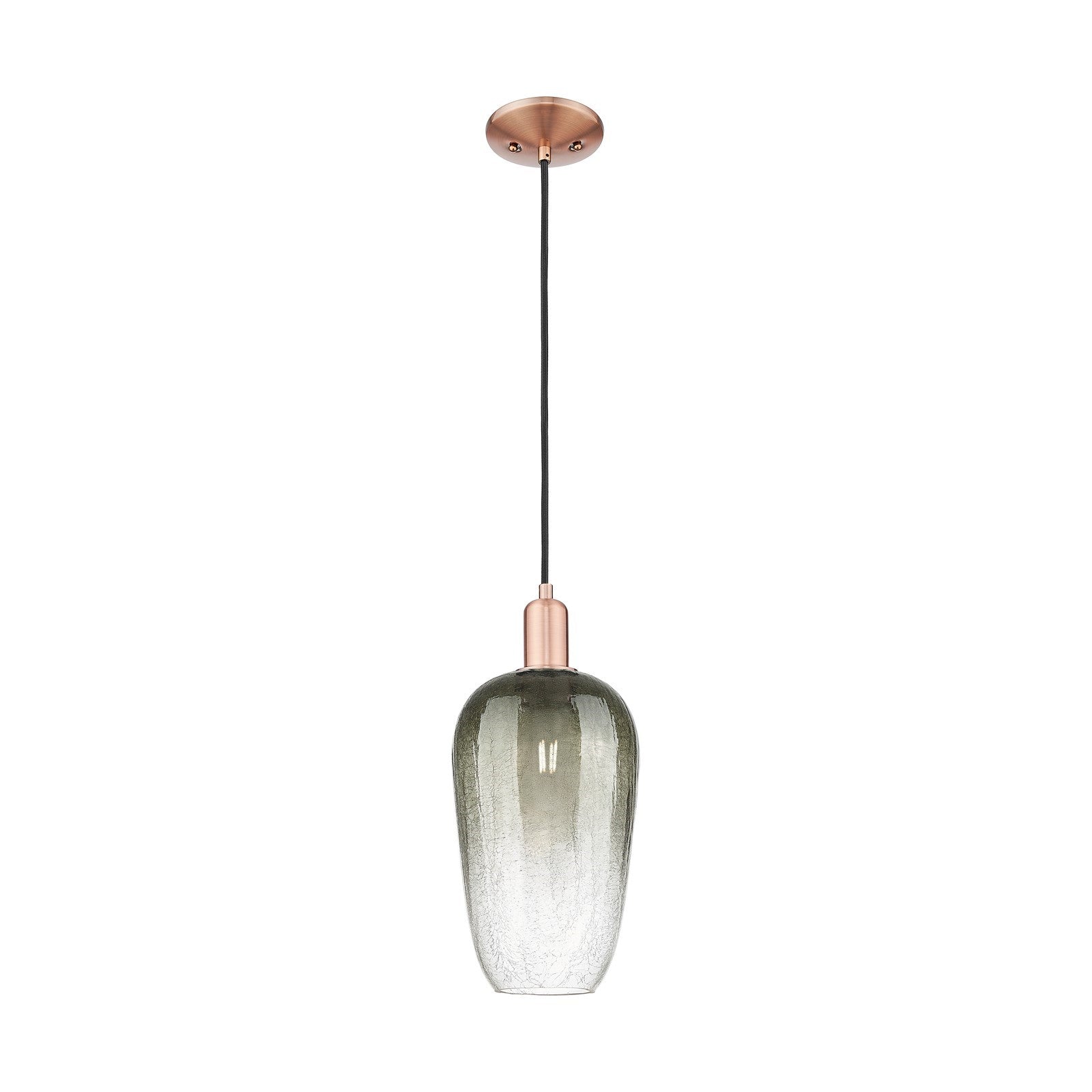 Innovations Brookhaven Flute 7in 1-Light Mini Pendant | Industrial Antique Copper Steel and Slate Glass | Kitchen Island & | Model 716-1P-AC-G484-7SL