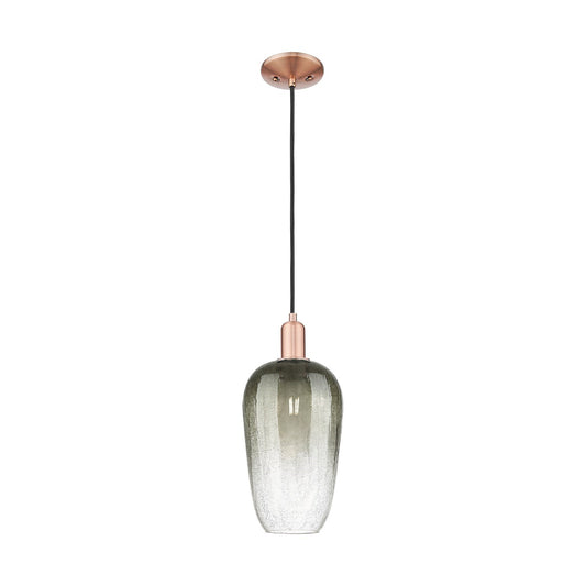 Innovations Brookhaven Flute 7in 1-Light Mini Pendant | Industrial Antique Copper Steel and Slate Glass | Kitchen Island & | Model 716-1P-AC-G484-7SL