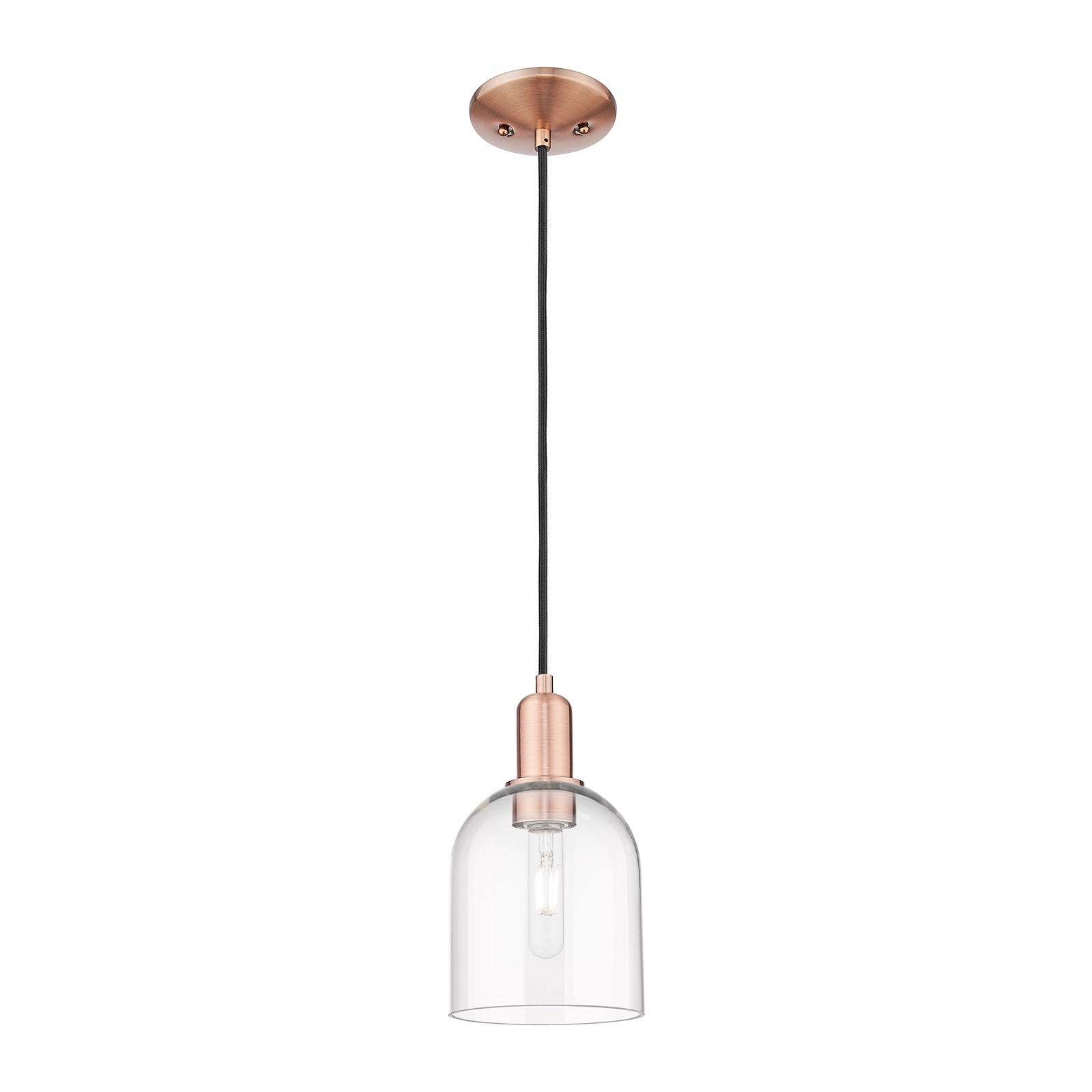 Innovations Bella 6in 1-Light Mini Pendant | Industrial Antique Copper Steel and Clear Glass | Kitchen Island & Dining Room | Model 716-1P-AC-G558-6CL