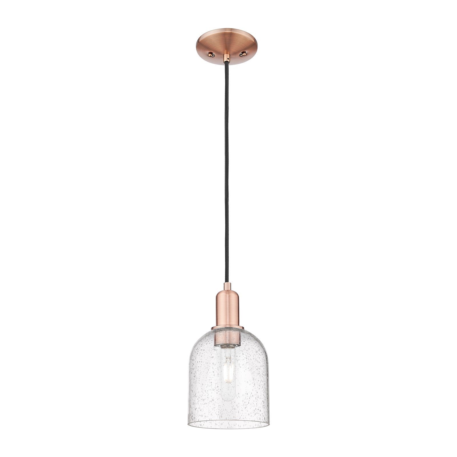 Innovations Bella 6in 1-Light Mini Pendant | Industrial Antique Copper and Seedy Glass | Kitchen Island | 5.5 x 10.32 in | Model 716-1P-AC-G558-6SDY
