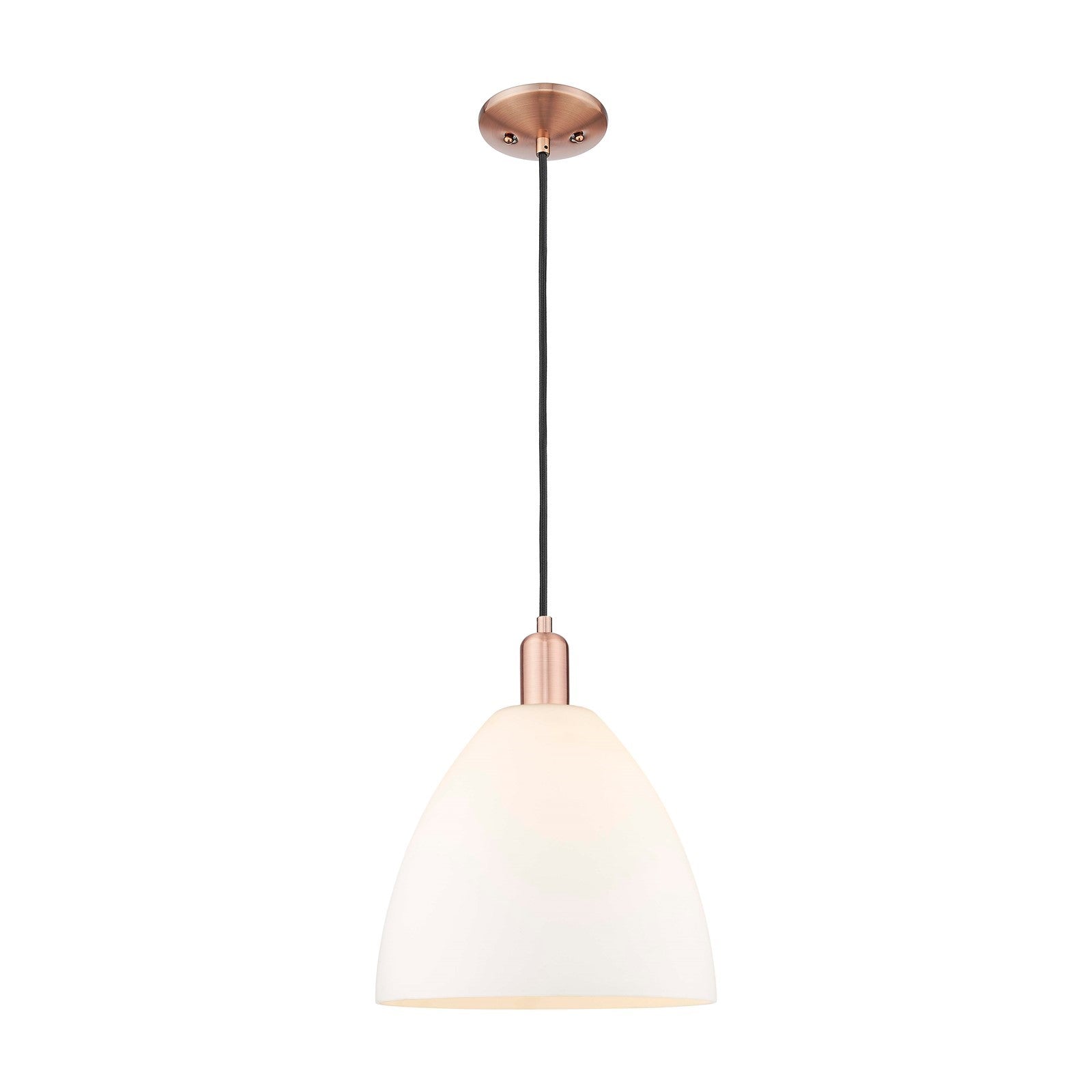 Innovations Bristol 12in 1-Light Mini Pendant | Industrial Antique Copper and Matte White Glass | Kitchen Island | 12 x 12 x | Model 716-1P-AC-GBD-121