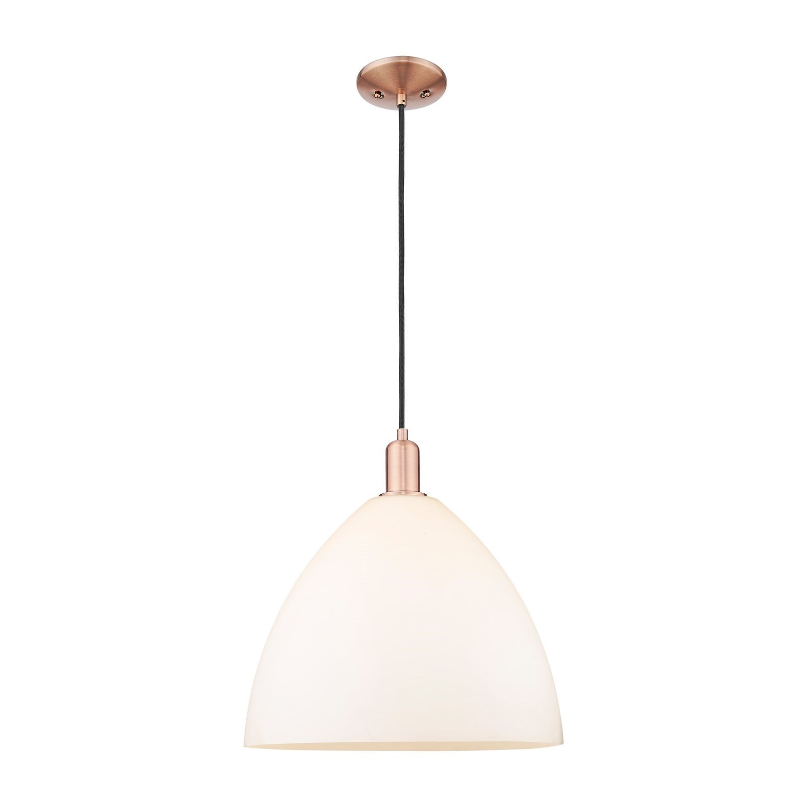 Innovations Bristol 16in 1-Light Mini Pendant | Industrial Antique Copper and Matte White Glass | Kitchen Island & Dining Room | Model 716-1P-AC-GBD-161