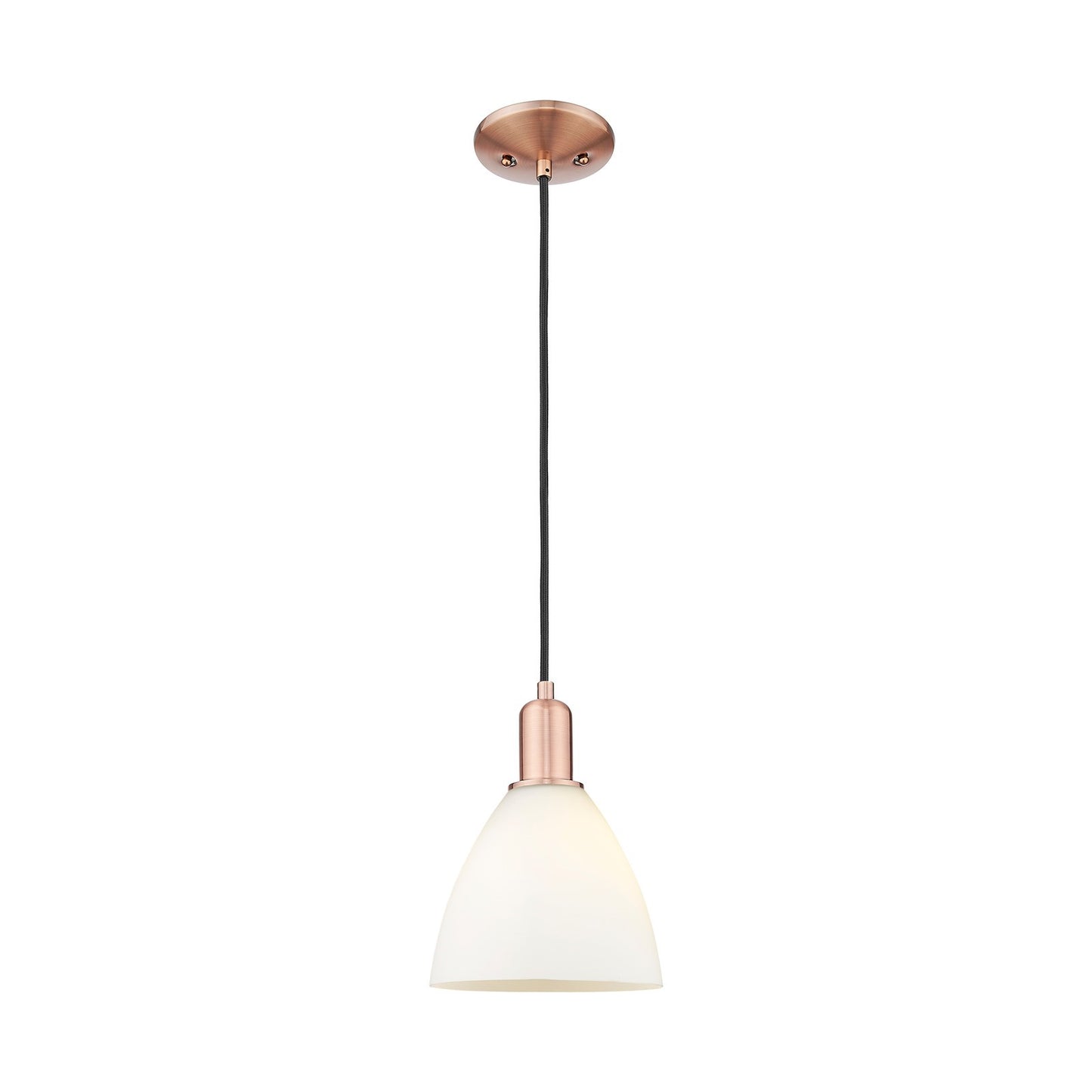 Innovations Bristol 8in 1-Light Mini Pendant | Industrial Antique Copper Steel and Matte White Glass | Kitchen Island & Dining | Model 716-1P-AC-GBD-751