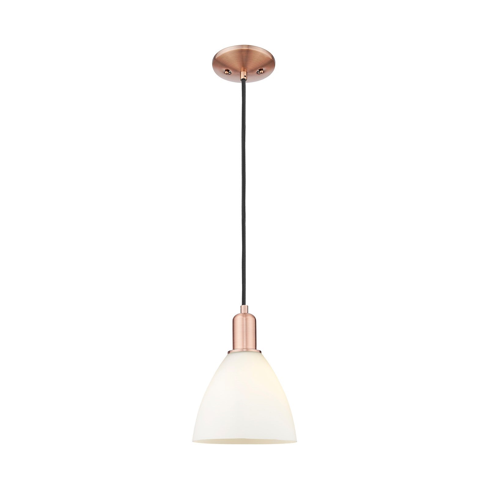 Innovations Bristol 8in 1-Light Mini Pendant | Industrial Antique Copper Steel and Matte White Glass | Kitchen Island & Dining | Model 716-1P-AC-GBD-751