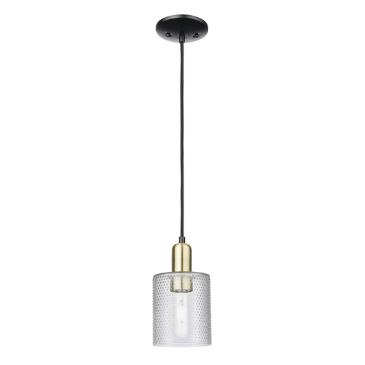 Innovations Cobbleskill 5in 1-Light Mini Pendant | Industrial Black Antique Brass Steel and Clear Glass | Kitchen Island & Dining | Model 716-1P-BAB-G112