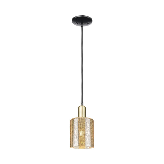 Innovations Cobbleskill 5in 1-Light Mini Pendant | Industrial Black Antique Brass Steel and Mercury Glass | Kitchen Island & | Model 716-1P-BAB-G116