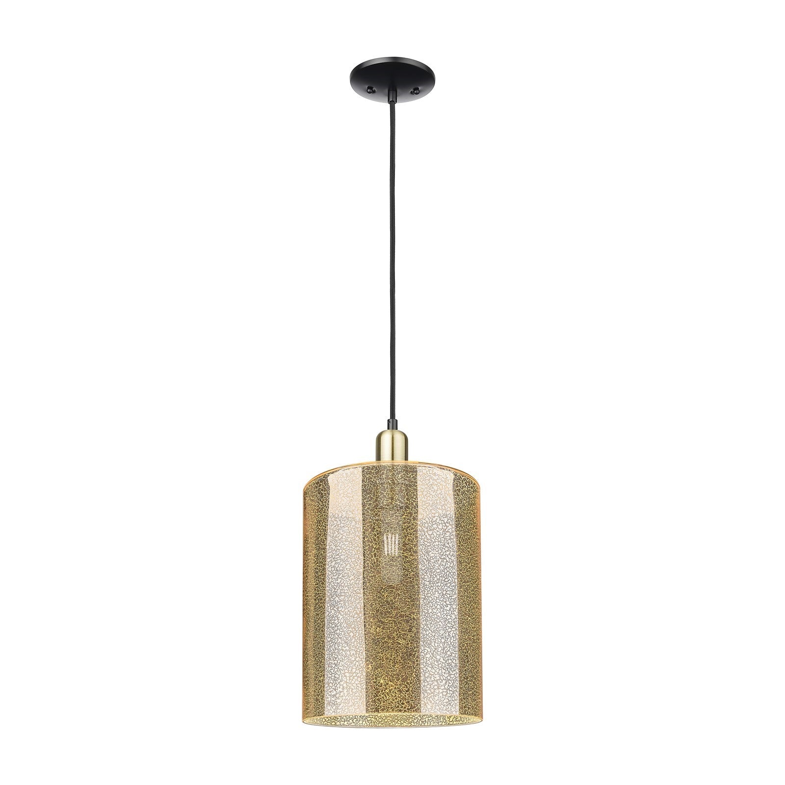 Innovations Cobbleskill 9in 1-Light Mini Pendant | Industrial Black Antique Brass Steel and Mercury Glass | Kitchen Island & | Model 716-1P-BAB-G116-L