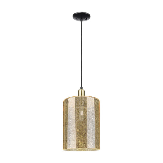 Innovations Cobbleskill 9in 1-Light Mini Pendant | Industrial Black Antique Brass Steel and Mercury Glass | Kitchen Island & | Model 716-1P-BAB-G116-L