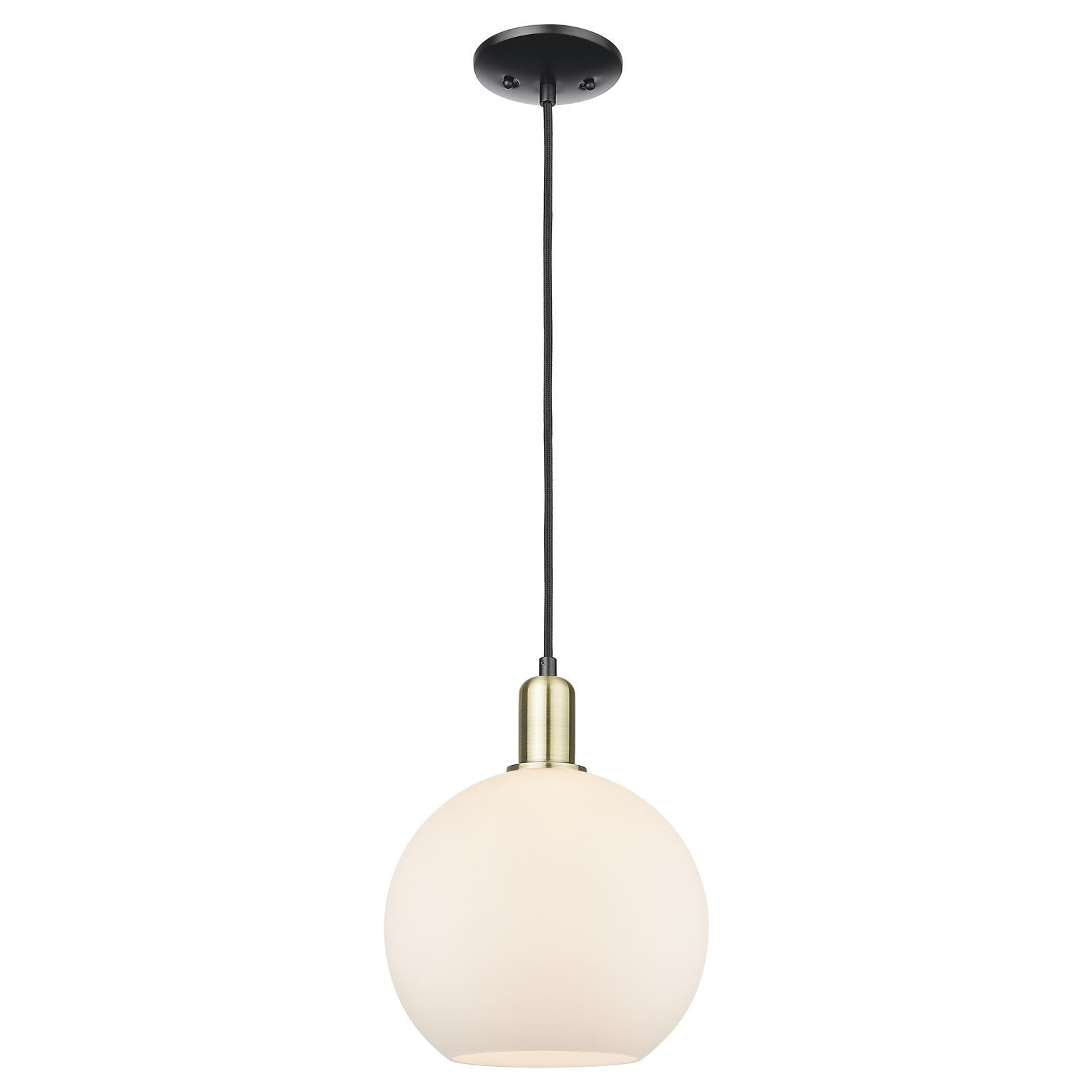 Innovations Athens 10in 1-Light Mini Pendant | Industrial Black Antique Brass and Matte White Glass | Kitchen Island & Dining | Model 716-1P-BAB-G121-10