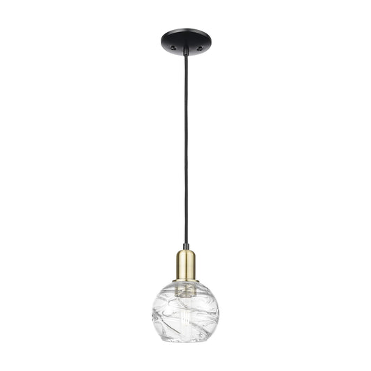 Innovations Athens Deco Swirl 6in 1-Light Mini Pendant | Industrial Black Antique Brass Steel and Clear Glass | Kitchen | Model 716-1P-BAB-G1213-6CL