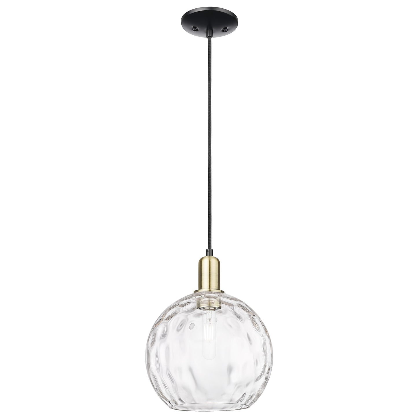 Innovations Athens 10in 1-Light Mini Pendant | Industrial Black Antique Brass and Clear Water Glass | Kitchen Island | 10 x 10 | Model 716-1P-BAB-G1215-10