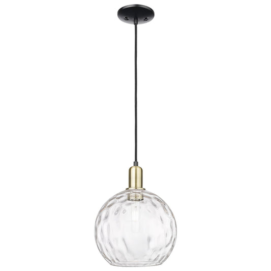 Innovations Athens 10in 1-Light Mini Pendant | Industrial Black Antique Brass and Clear Water Glass | Kitchen Island | 10 x 10 | Model 716-1P-BAB-G1215-10