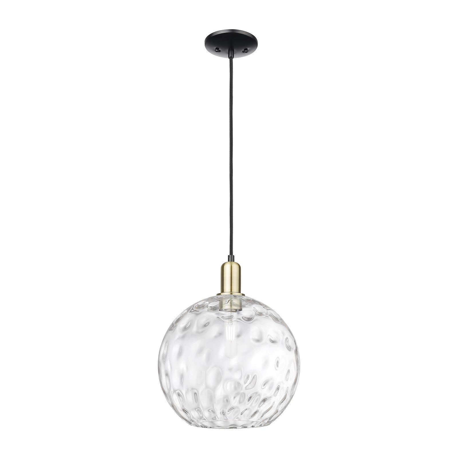 Innovations Athens 12in 1-Light Mini Pendant | Industrial Black Antique Brass and Clear Water Glass | Kitchen Island & Dining | Model 716-1P-BAB-G1215-12