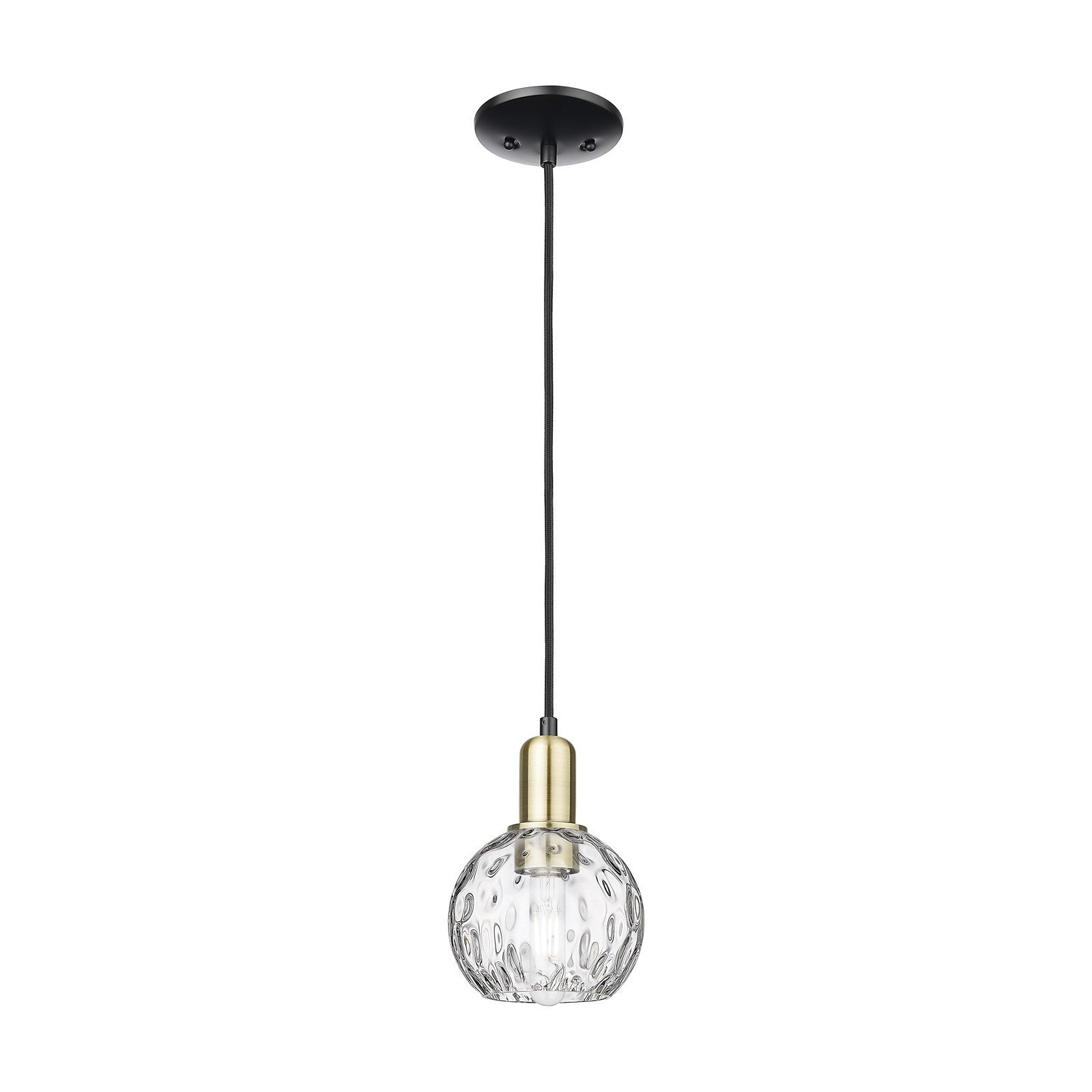 Innovations Athens Water Glass 6in 1-Light Mini Pendant | Industrial Black Antique Brass Steel and Clear Glass | Kitchen Island | Model 716-1P-BAB-G1215-6