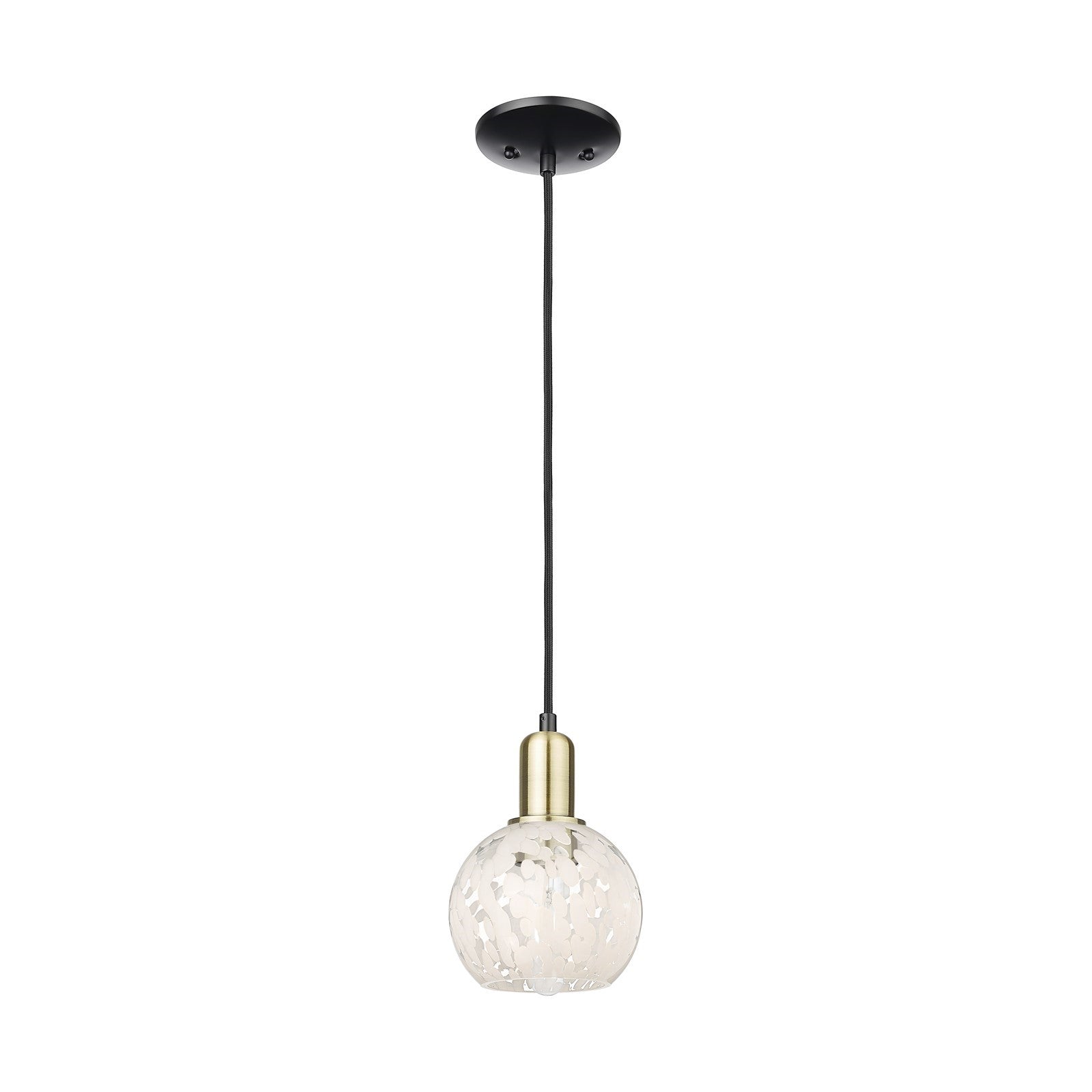 Innovations Lighting Arcadia 6in 1-Light Mini Pendant | Industrial Black Antique Brass and White Mouchette Glass | Kitchen | Model 716-1P-BAB-G1216-6WM