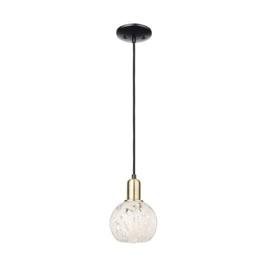 Innovations Lighting Arcadia 6in 1-Light Mini Pendant | Industrial Black Antique Brass and White Mouchette Glass | Kitchen | Model 716-1P-BAB-G1216-6WM