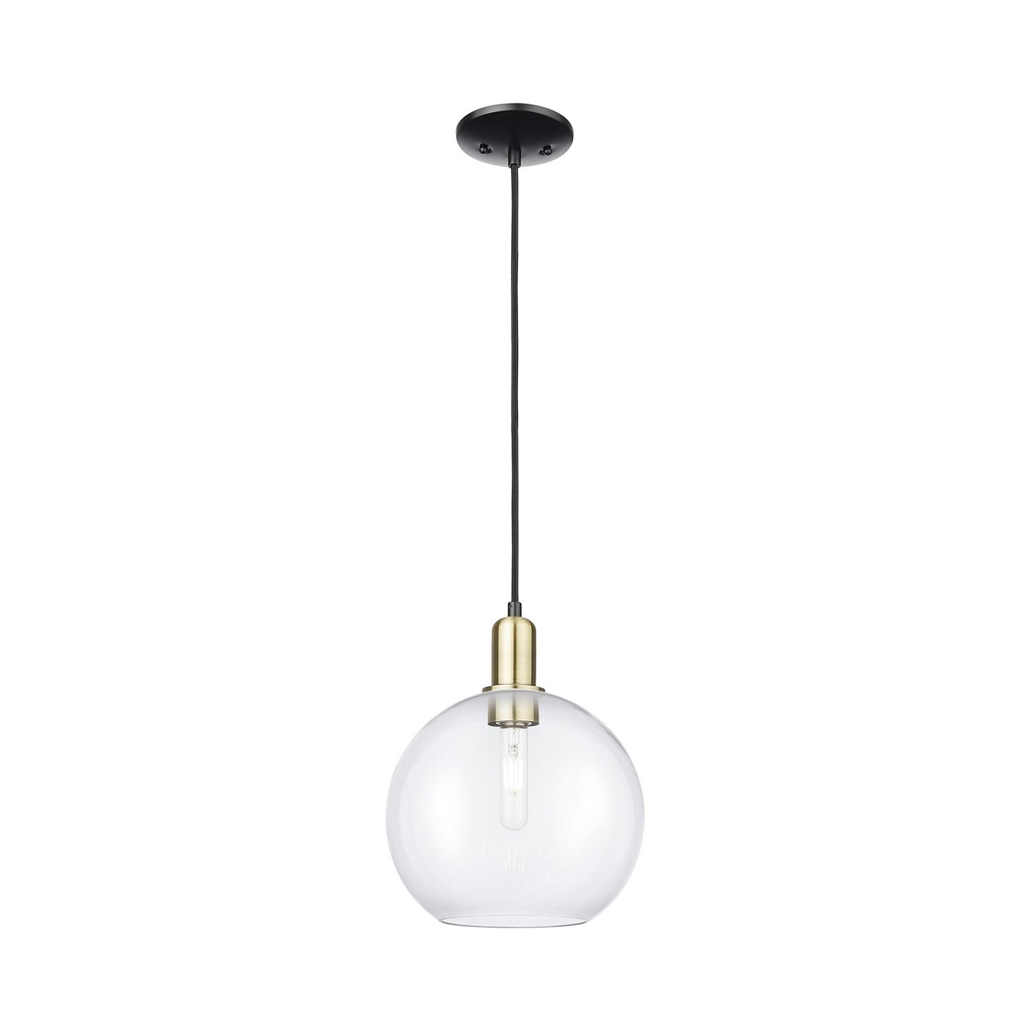 Innovations Athens 10in 1-Light Mini Pendant | Industrial Black Antique Brass and Clear Glass | Kitchen Island & Dining Room | Model 716-1P-BAB-G122-10