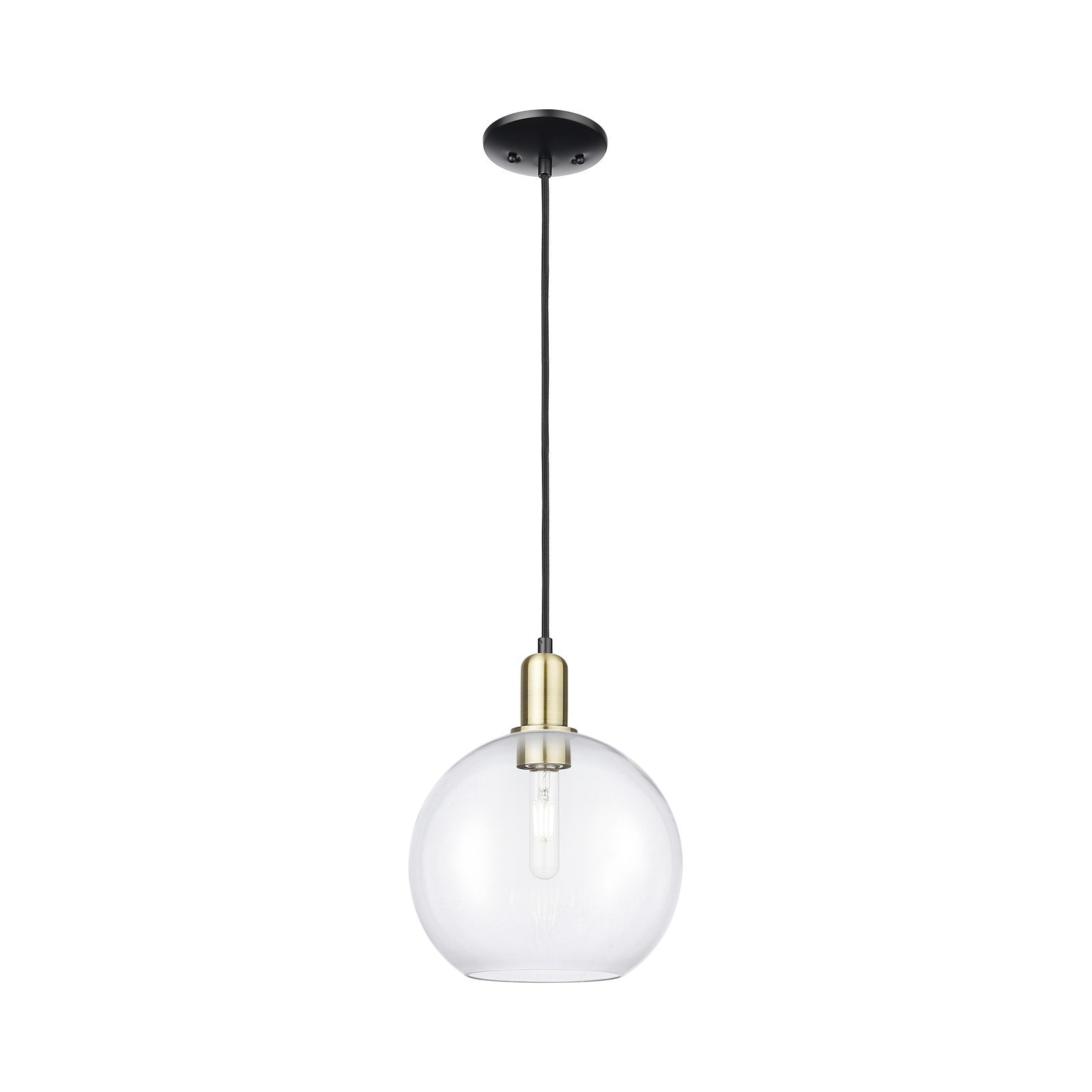 Innovations Athens 10in 1-Light Mini Pendant | Industrial Black Antique Brass and Clear Glass | Kitchen Island & Dining Room | Model 716-1P-BAB-G122-10