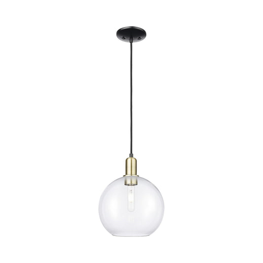 Innovations Athens 10in 1-Light Mini Pendant | Industrial Black Antique Brass and Clear Glass | Kitchen Island & Dining Room | Model 716-1P-BAB-G122-10