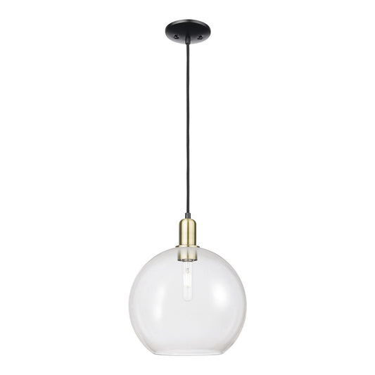 Innovations Athens 12in 1-Light Mini Pendant | Industrial Black Antique Brass and Clear Glass | Kitchen Island & Dining Room | Model 716-1P-BAB-G122-12