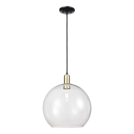 Innovations Athens 14in 1-Light Mini Pendant | Industrial Black Antique Brass Steel and Clear Glass | Kitchen Island & Dining | Model 716-1P-BAB-G122-14