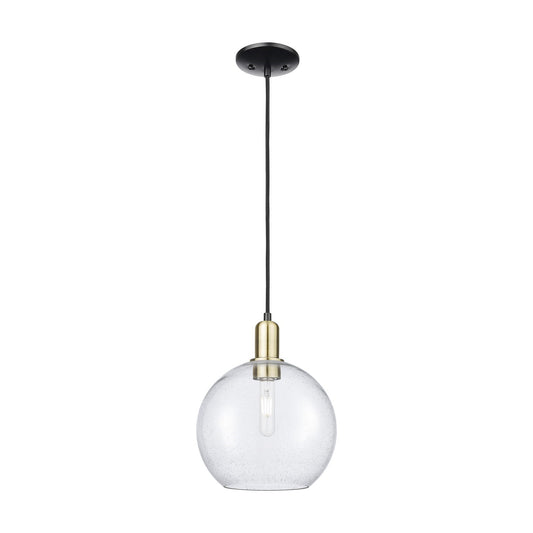Innovations Athens 10in 1-Light Mini Pendant | Industrial Black Antique Brass Steel and Seedy Glass | Kitchen Island & Dining | Model 716-1P-BAB-G124-10