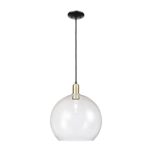 Innovations Athens 14in 1-Light Mini Pendant | Industrial Black Antique Brass Steel and Seedy Glass | Kitchen Island & Dining | Model 716-1P-BAB-G124-14